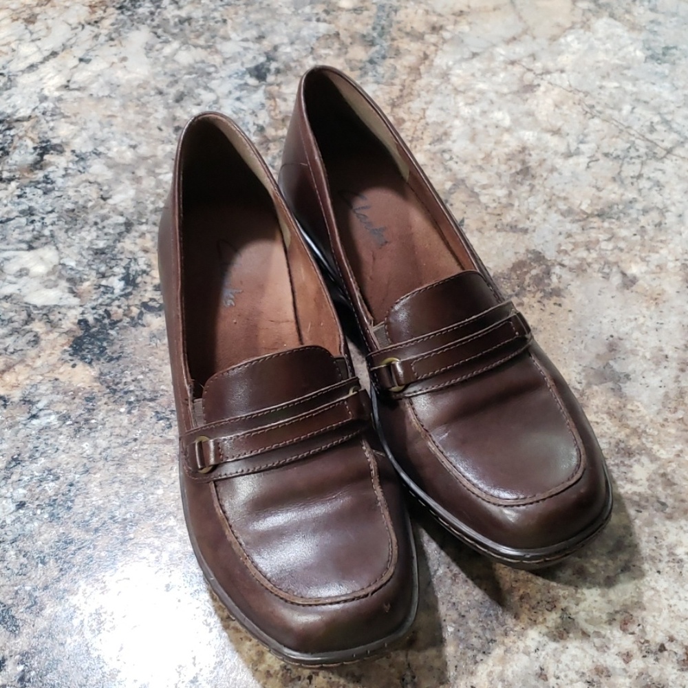 Clarks heeled loafers